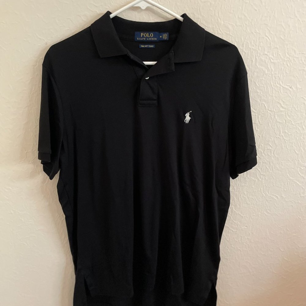Polo Ralph Lauren Men's Medium Solid Blue Pima Soft Touch Cotton‎ Short Sleeve